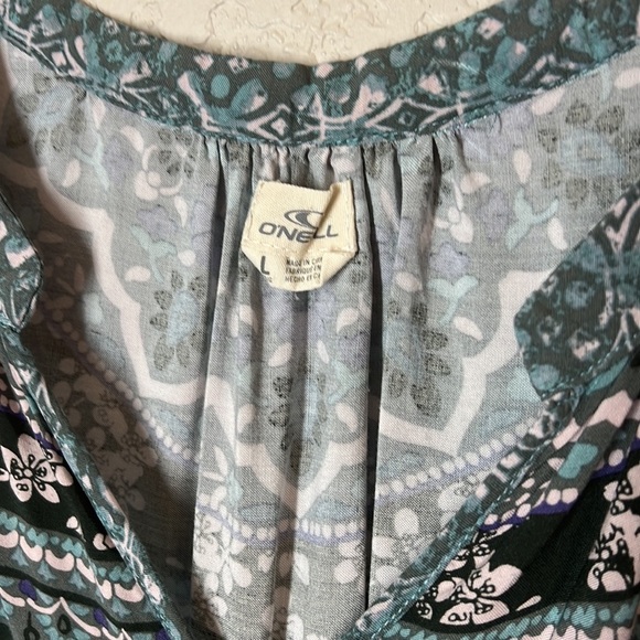 O’Neill Gemma Woven Boho Tank Dress. Agave green. Sz L. Mixed print floral. EUC. - Picture 4 of 6